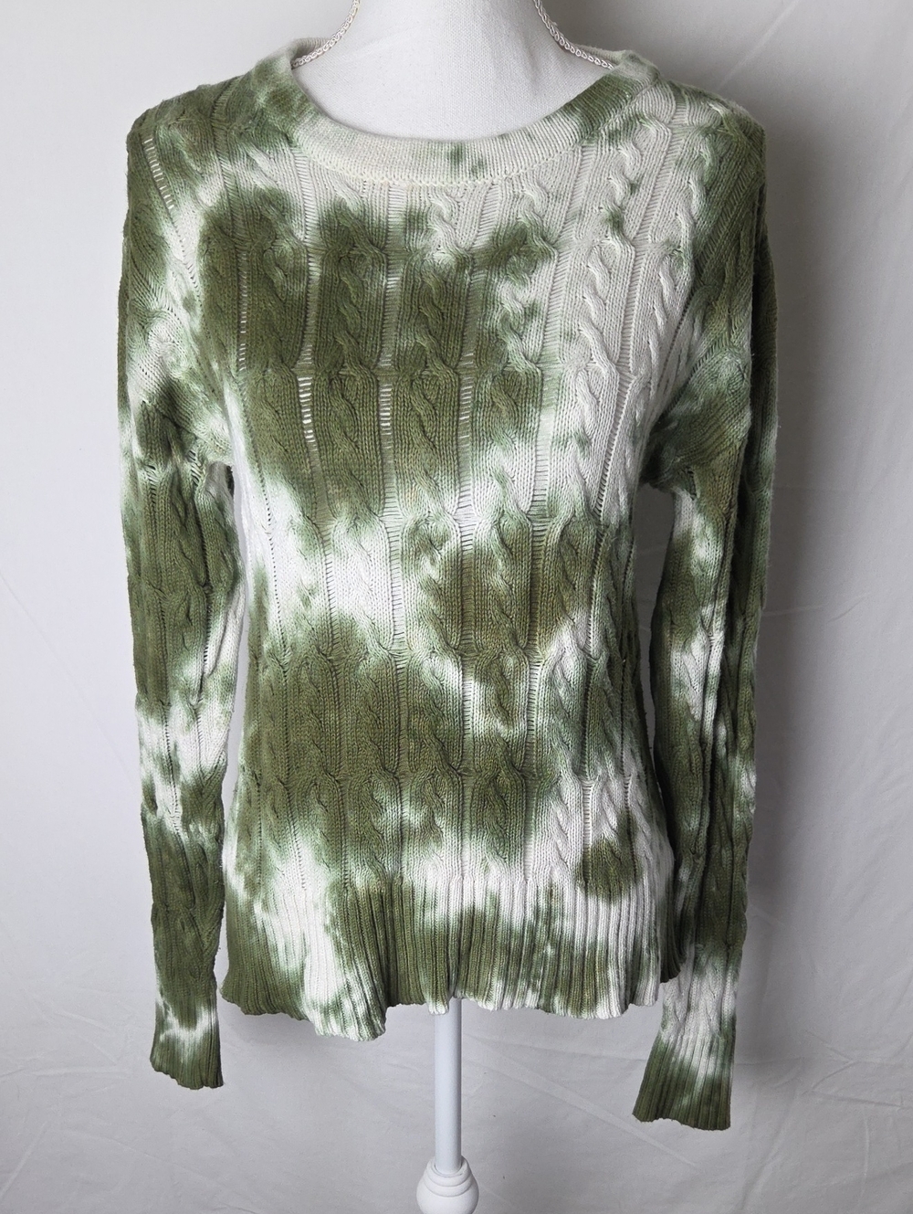 Kut from the kloth Tie-Dye Olive White Cable Knit Sweater - Women's Small